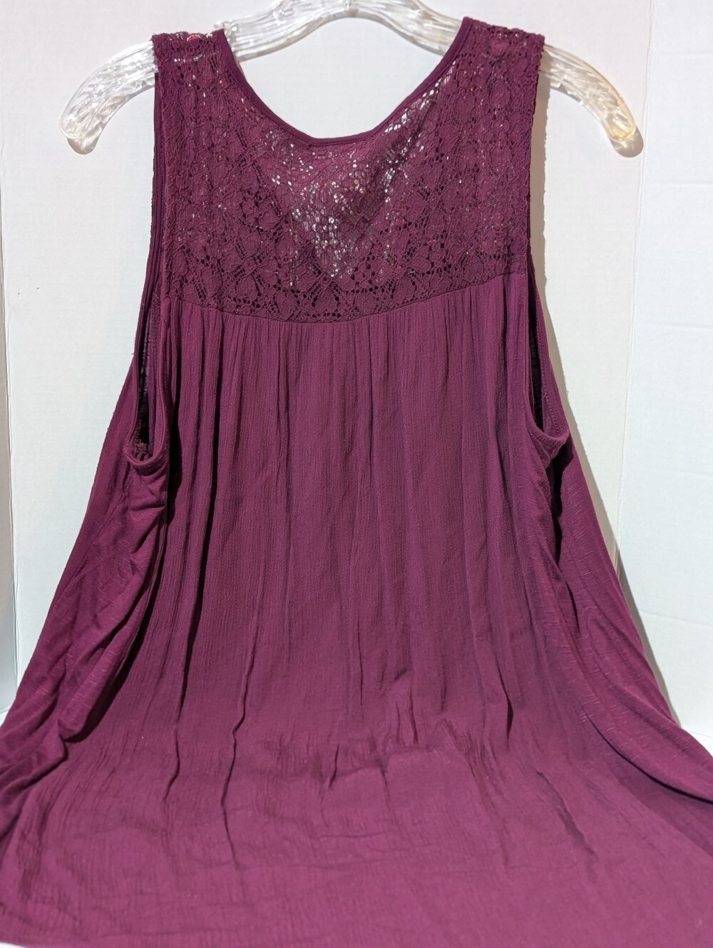 Knox Rose XL Burgundy Embroidered Lace High-low Tunic Tank Top Boho Tassel - Picture 4 of 4
